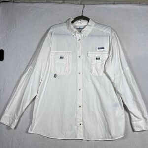 Columbia PFG Bahama II White Long Sleeve Fishing Shirt Mens XL Vented Hunt